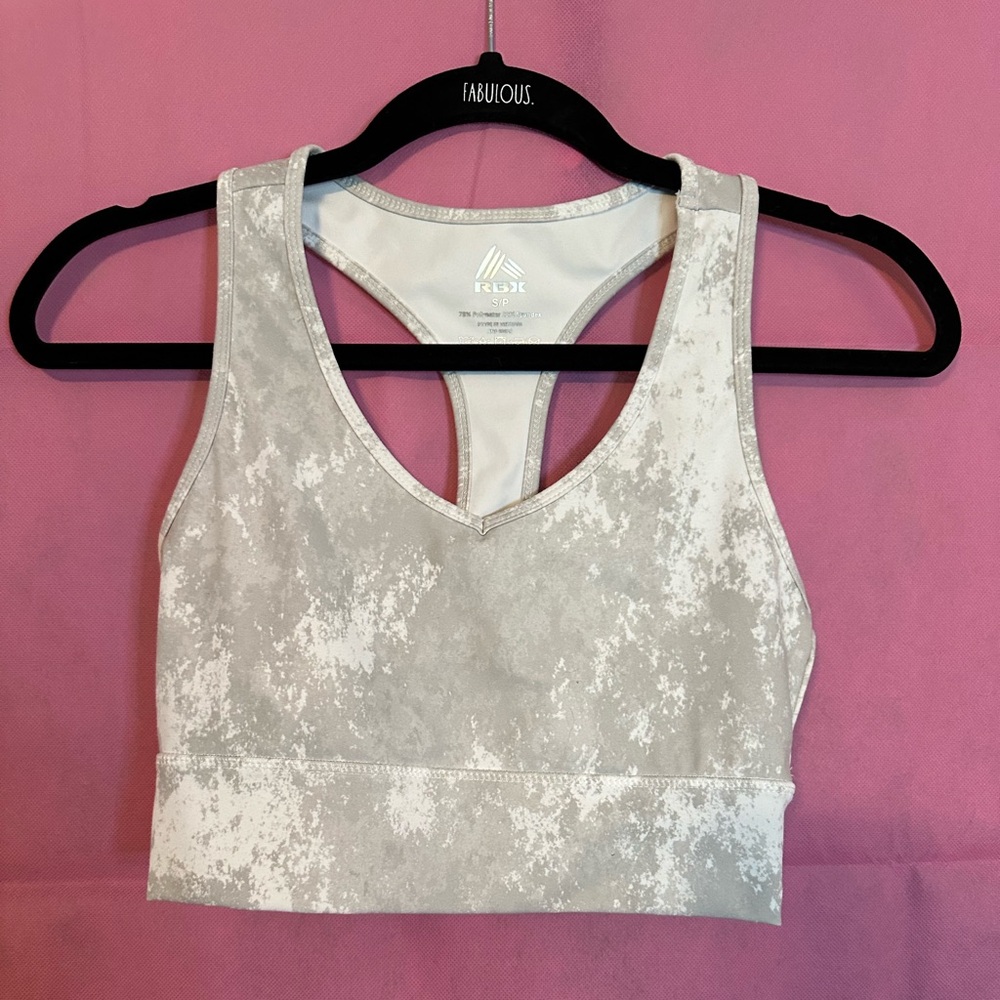 RBX Active Sports Bra Grey/White Size Small
